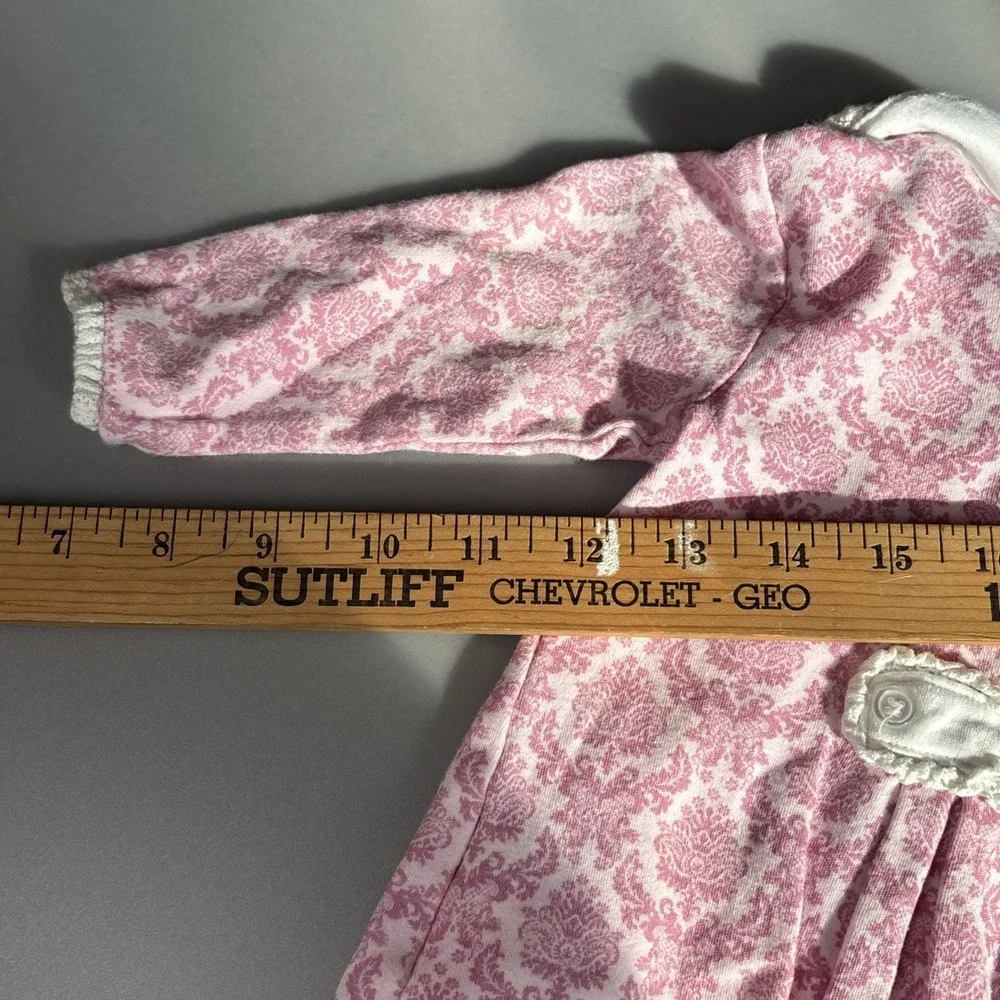 Pink Floral Baby Dress 6-9M Long‎ Sleeve Ruffle Skirt Cotton Infant Boutique EUC